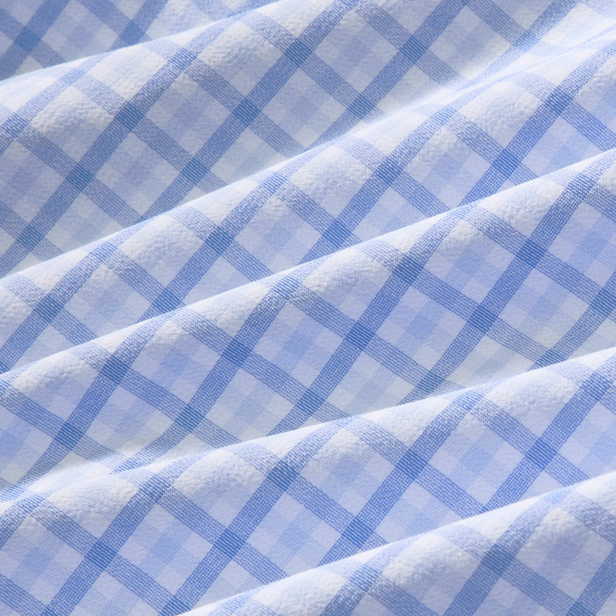 Close-up of blue and white checkered fabric