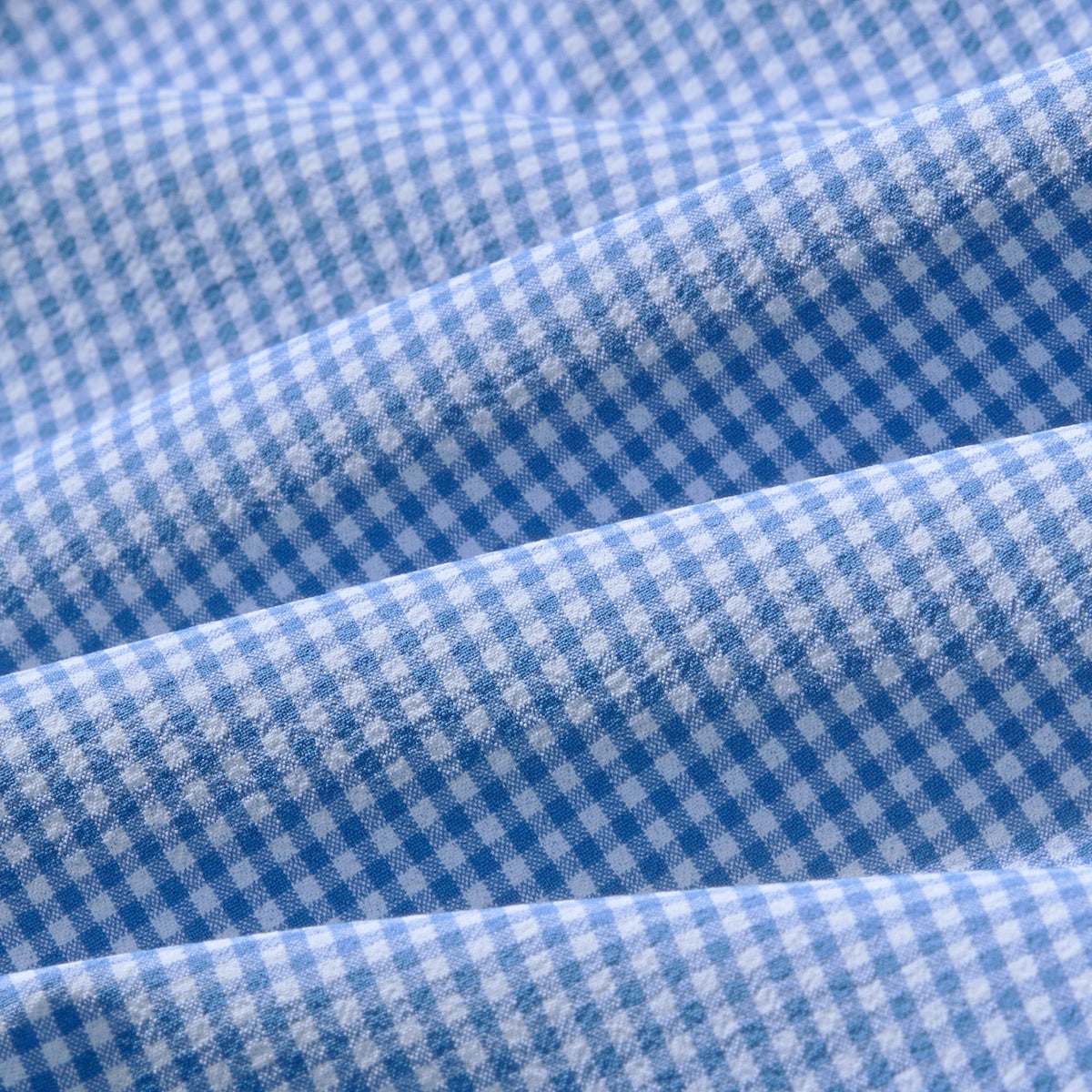Close-up of blue and white checkered fabric