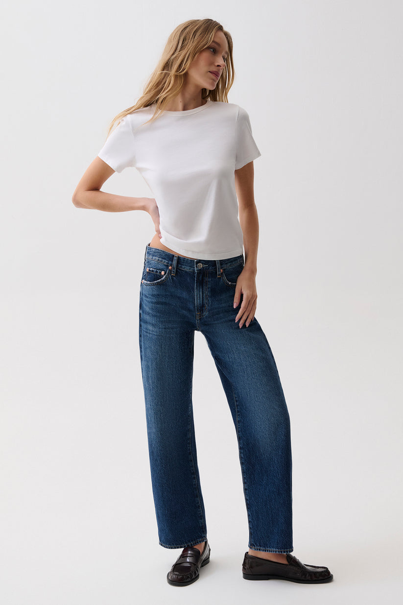 Pistola Lexi Mid Rise Bowed Straight Leg Jean - Moonwave