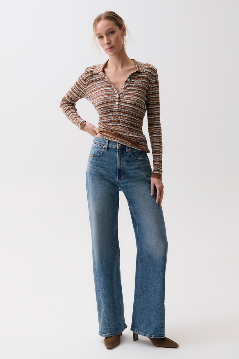 Pistola High Rise Bowed Wide Leg Jean -Eureka