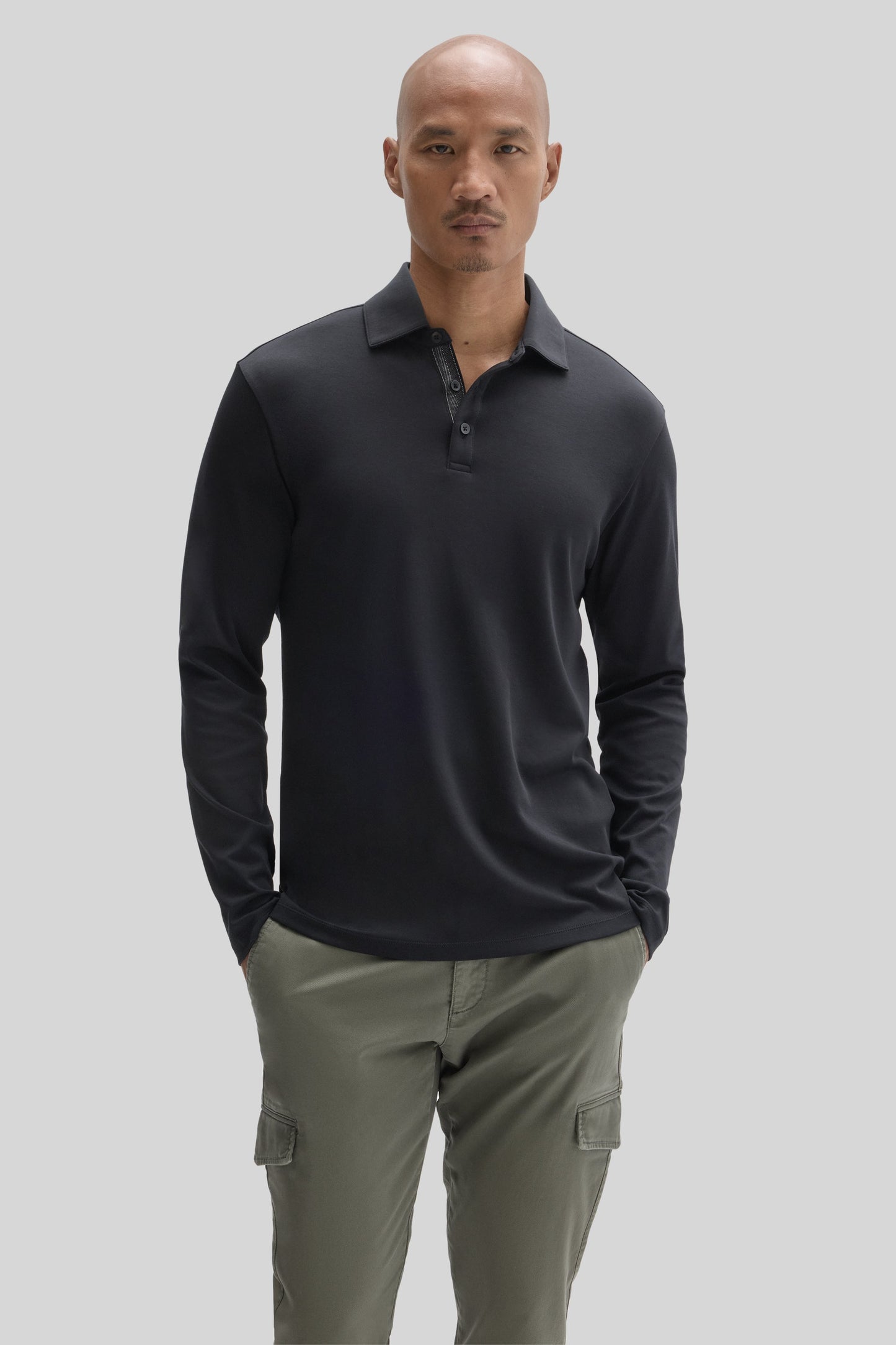 Robert Barakett Georgia Long Sleeve Herringbone Polo