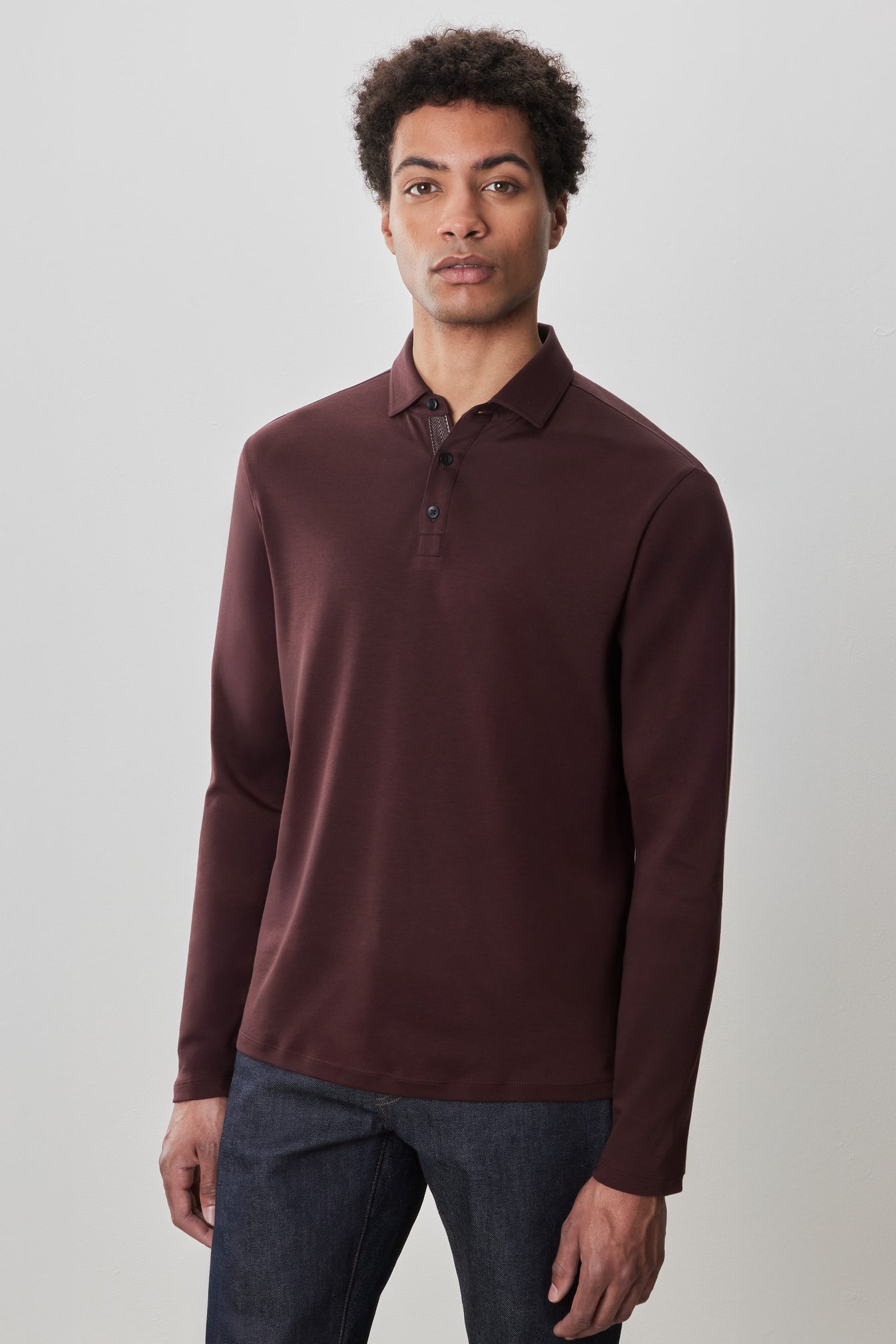 Robert Barakett Georgia Long Sleeve Herringbone Polo