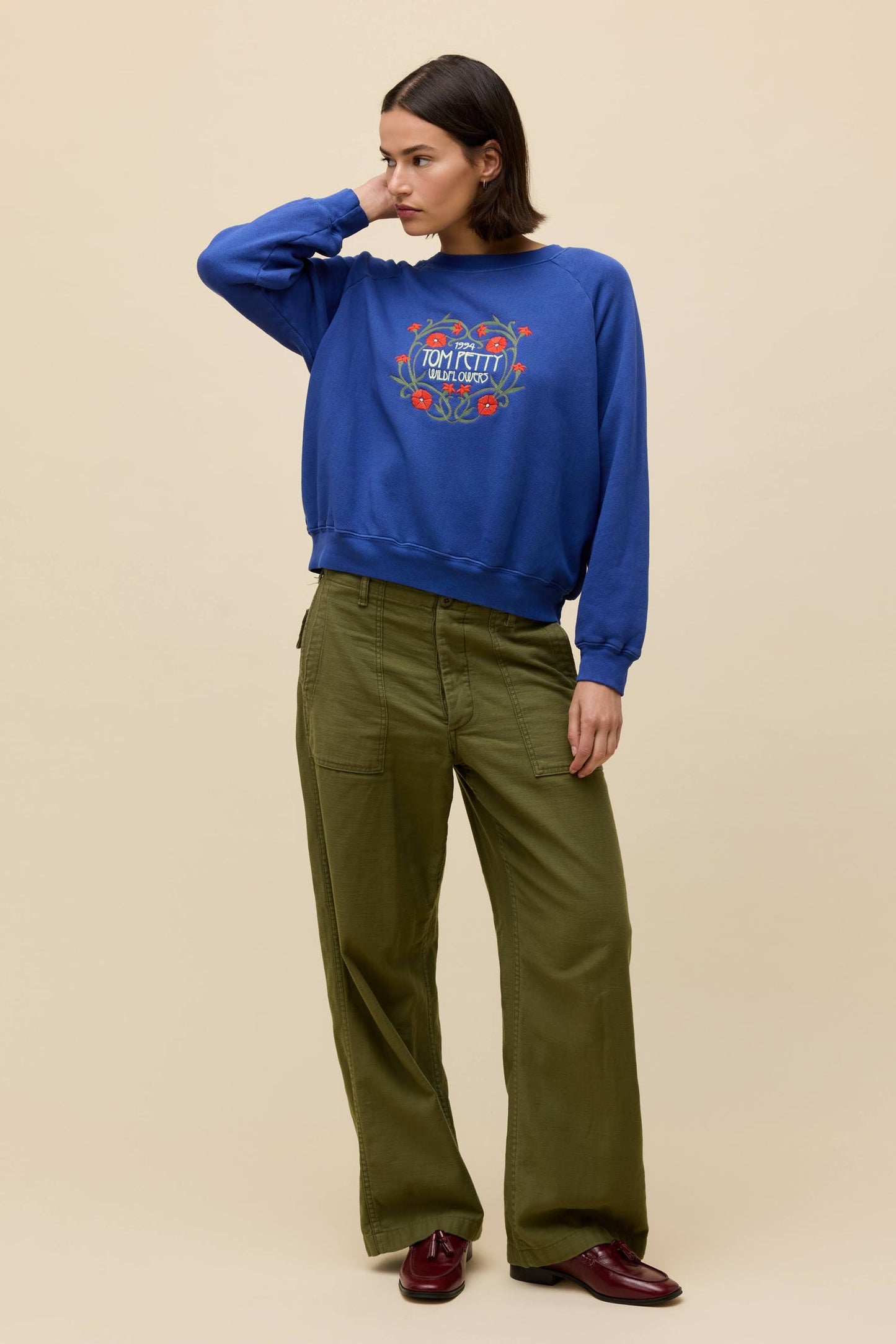 Daydreamer Tom Petty Wildflowers Shrunken Raglan Sweatshirt