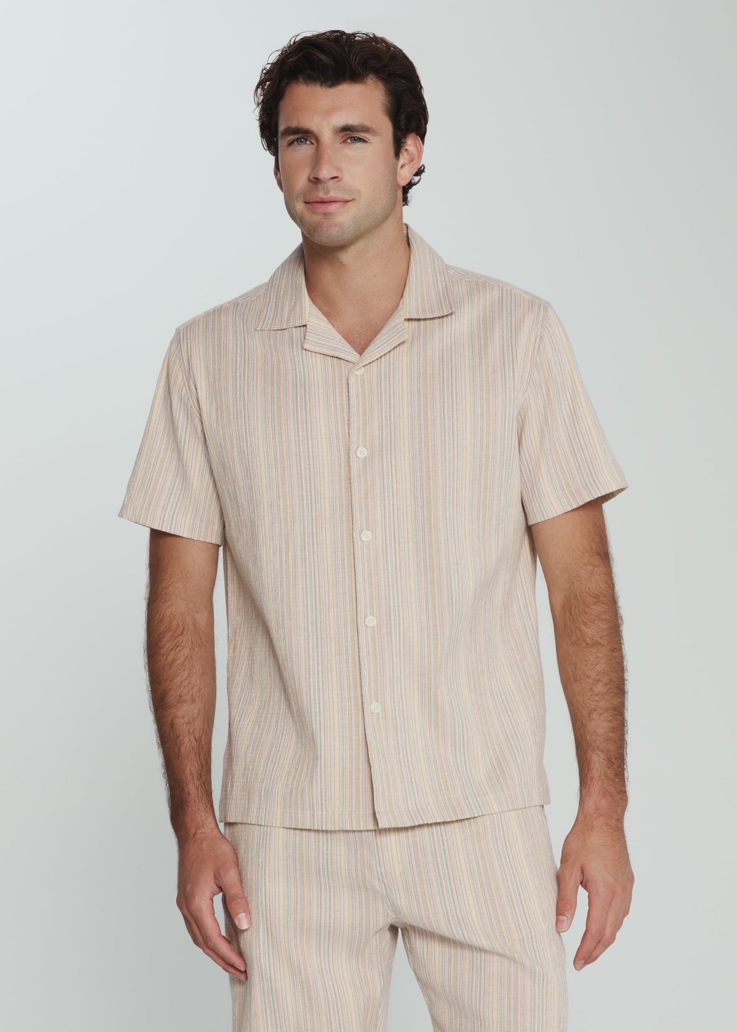 7 Diamonds Men's The Verve Striped Camp Shirt