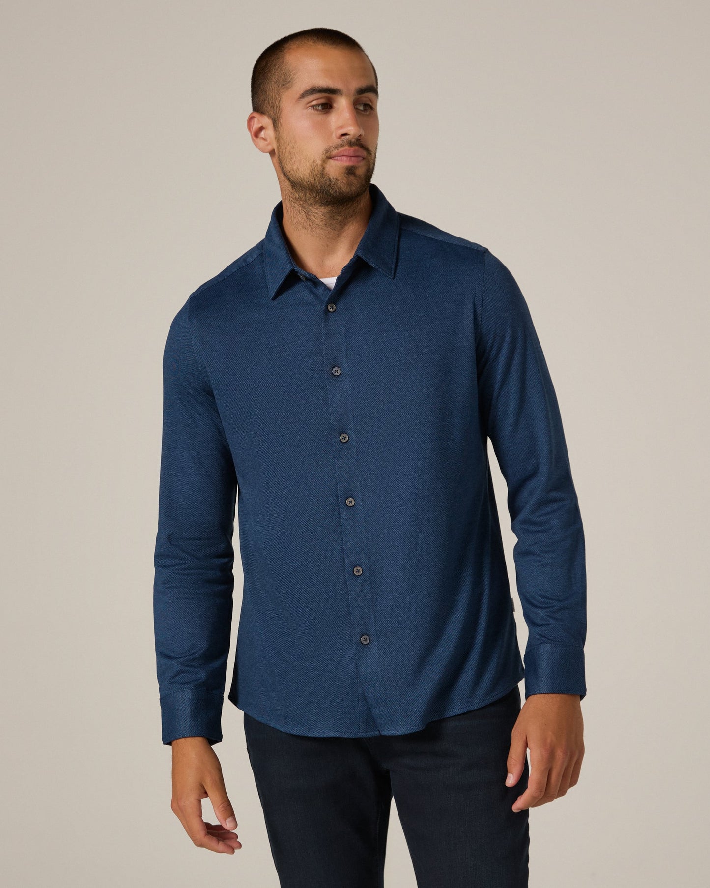 7 Diamonds Bowery Textured Knit Long Sleeve Shirt