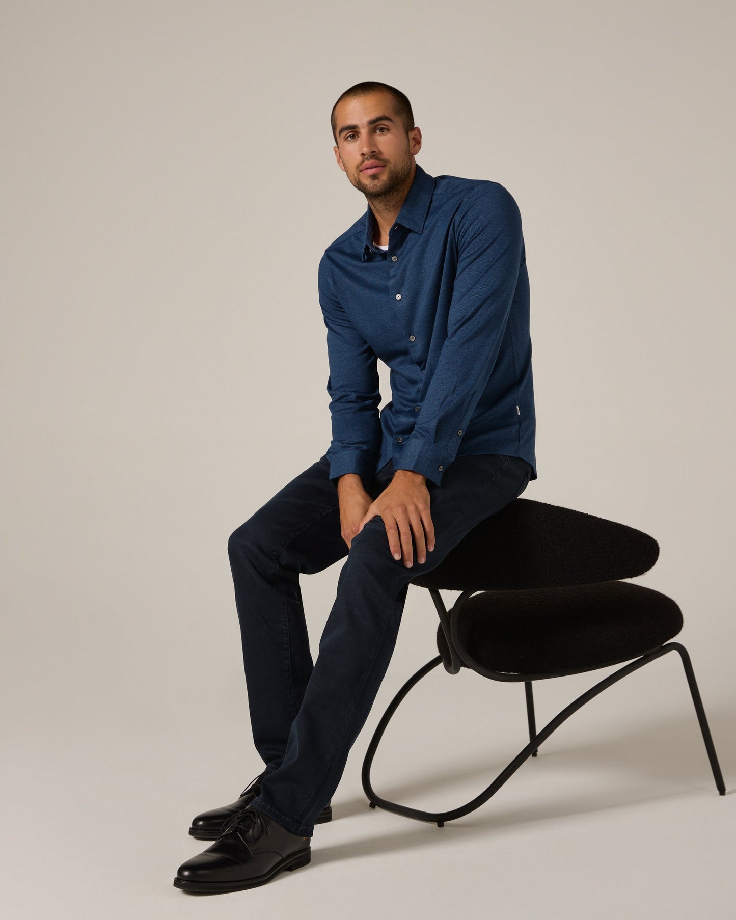 7 Diamonds Bowery Textured Knit Long Sleeve Shirt