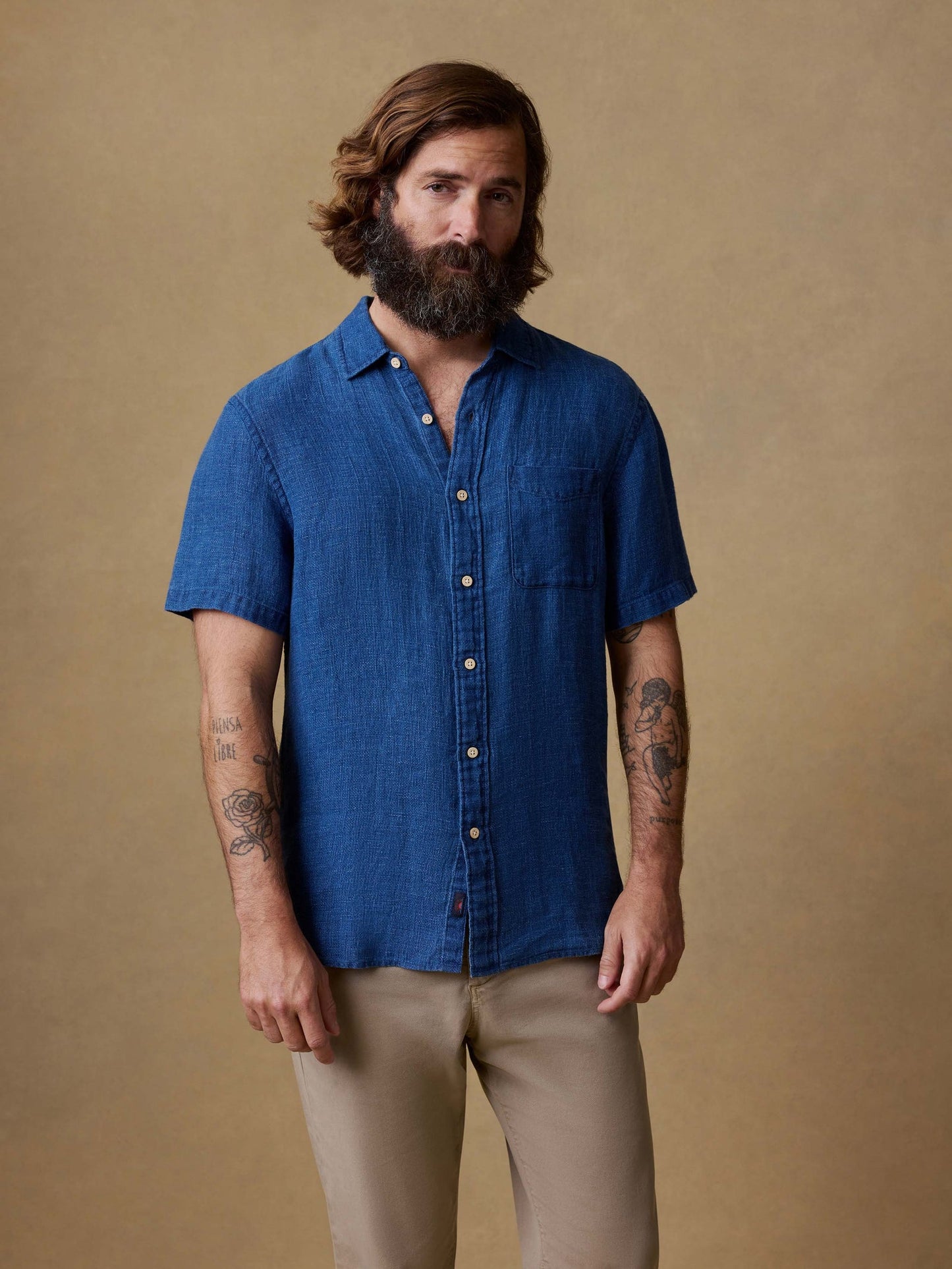 Faherty Men's Short Sleeve Palma Linen Shirt