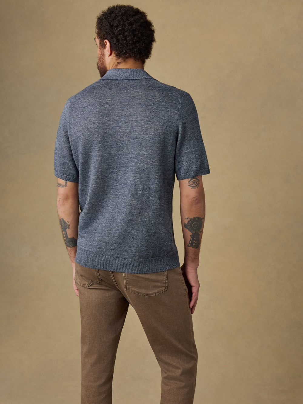 Faherty Men's Short Sleeve Linen Sweater Polo