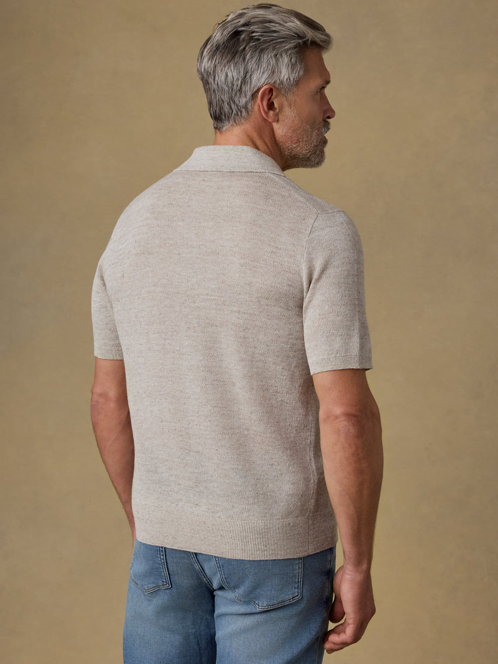 Faherty Men's Short Sleeve Linen Sweater Polo
