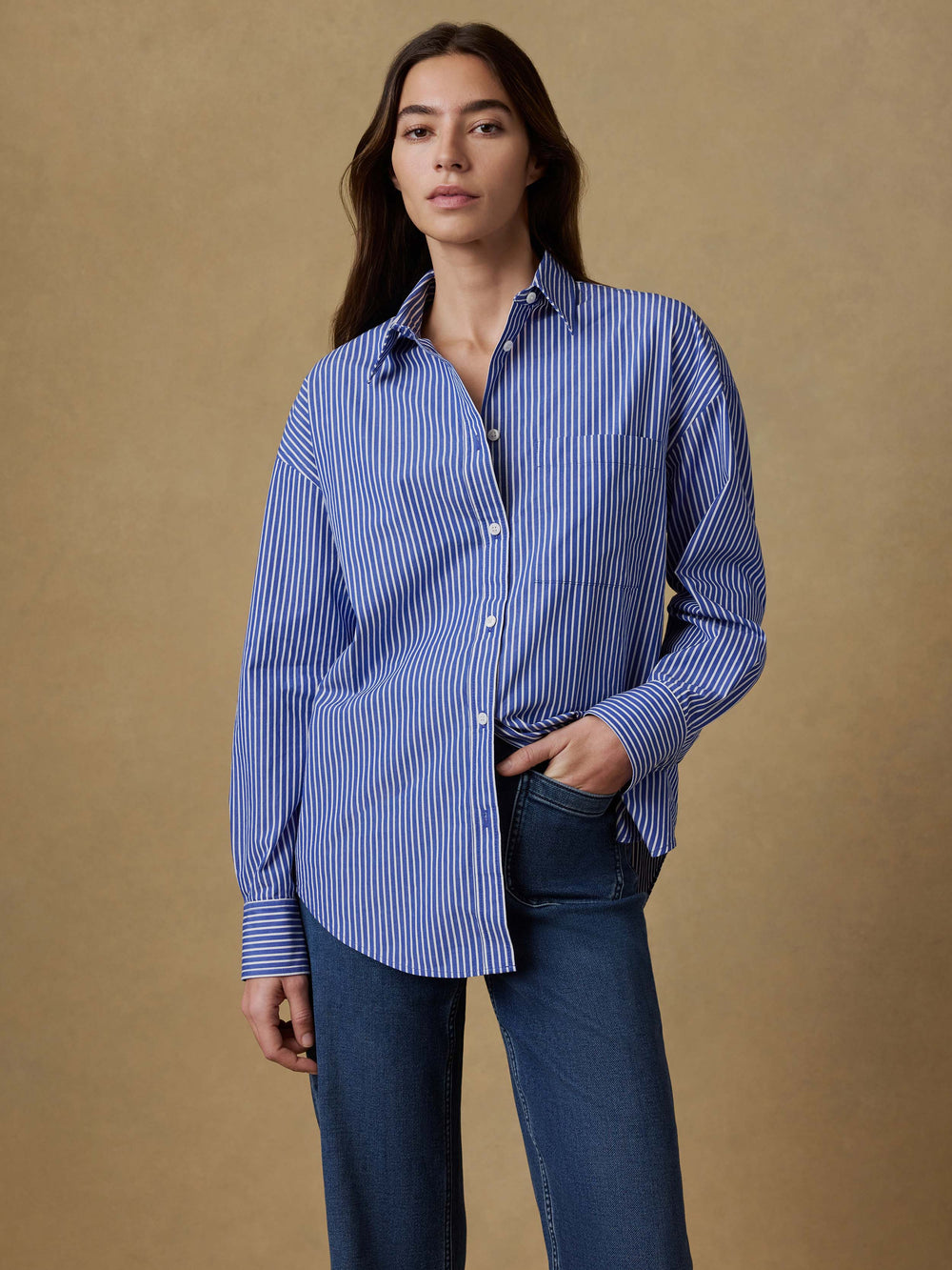 Faherty Women's Coastal Poplin Relaxed Shirt