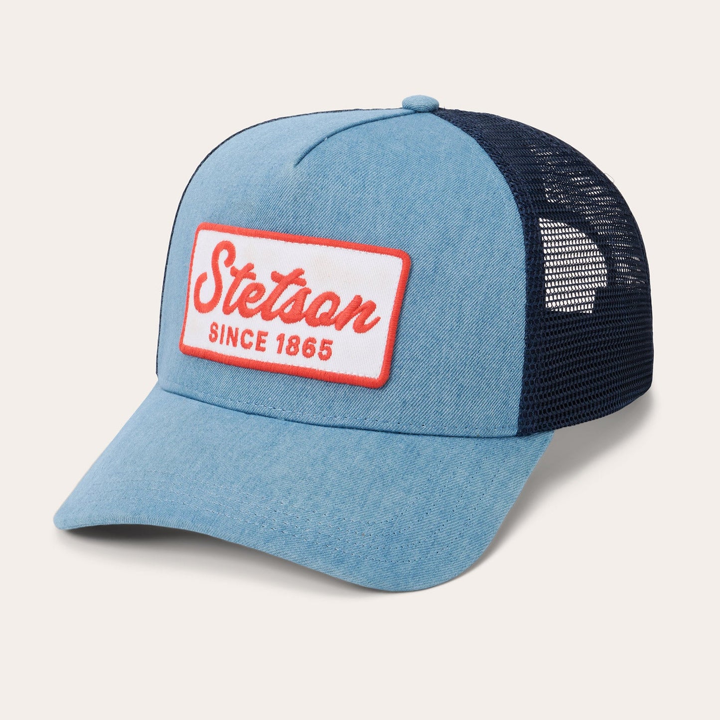Stetson Washed Denim 1865 Patch Trucker Hat