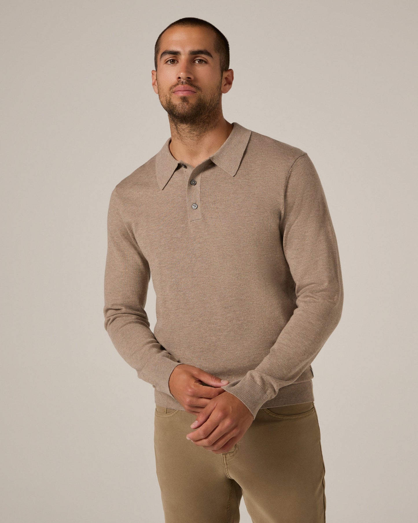 7 Diamond's Mens Belford Long Sleeve Sweater Polo