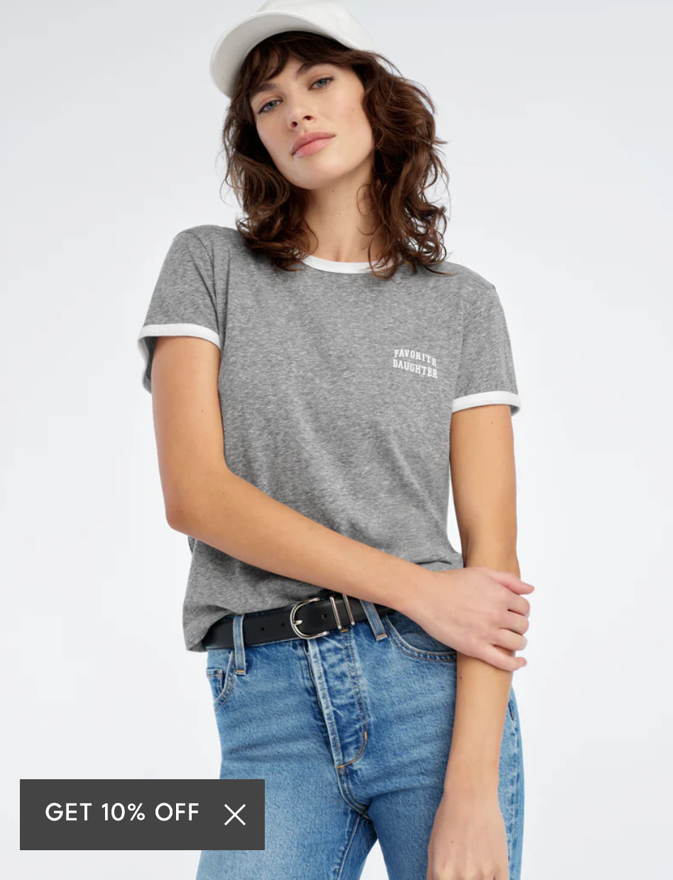 Favorite Daughter The Collegiate Chest Logo Ringer Logo Tee