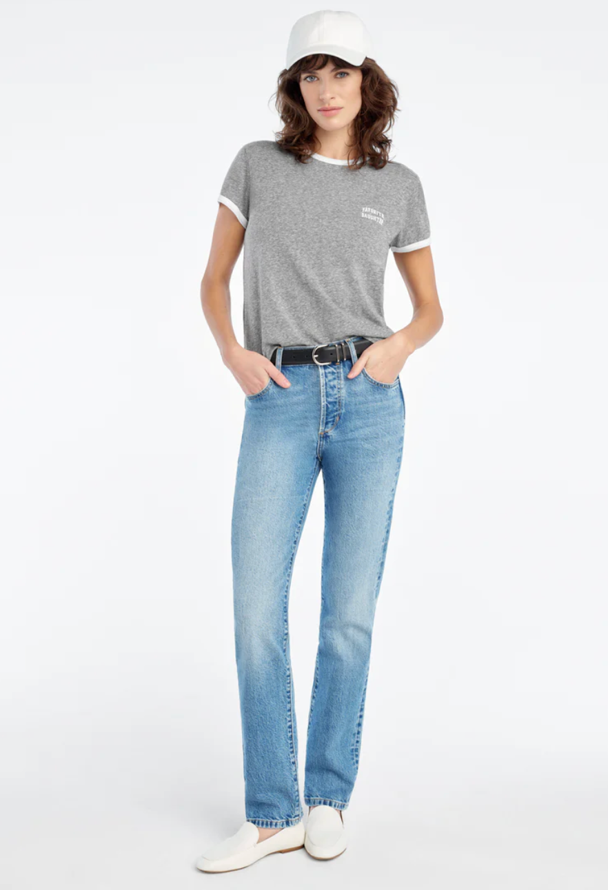 Favorite Daughter The Collegiate Chest Logo Ringer Logo Tee