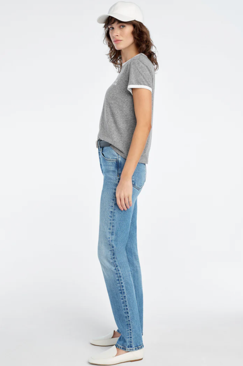 Favorite Daughter The Collegiate Chest Logo Ringer Logo Tee