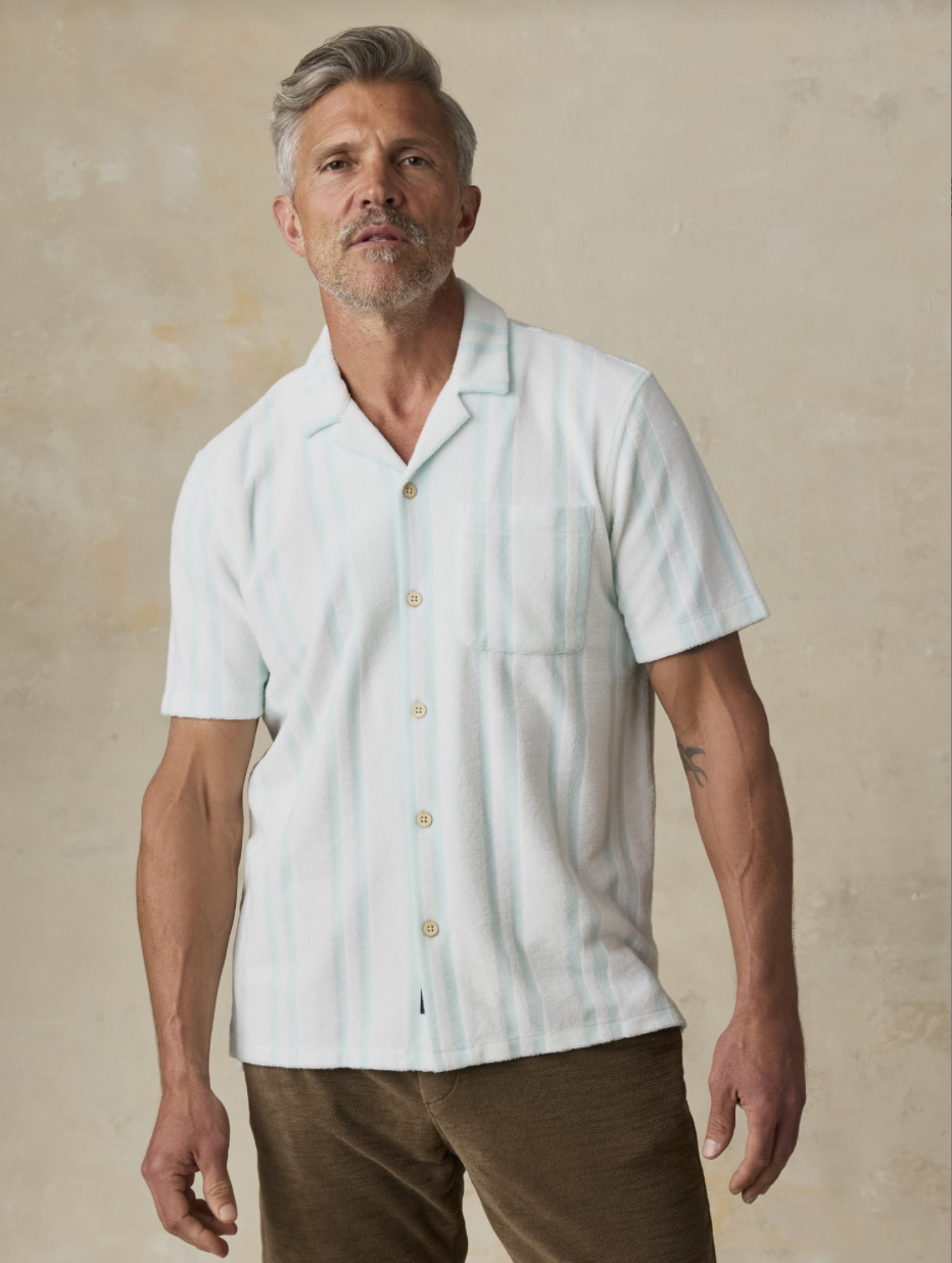 Faherty Men's Short Sleeve Cabana Towel Terry Shirt