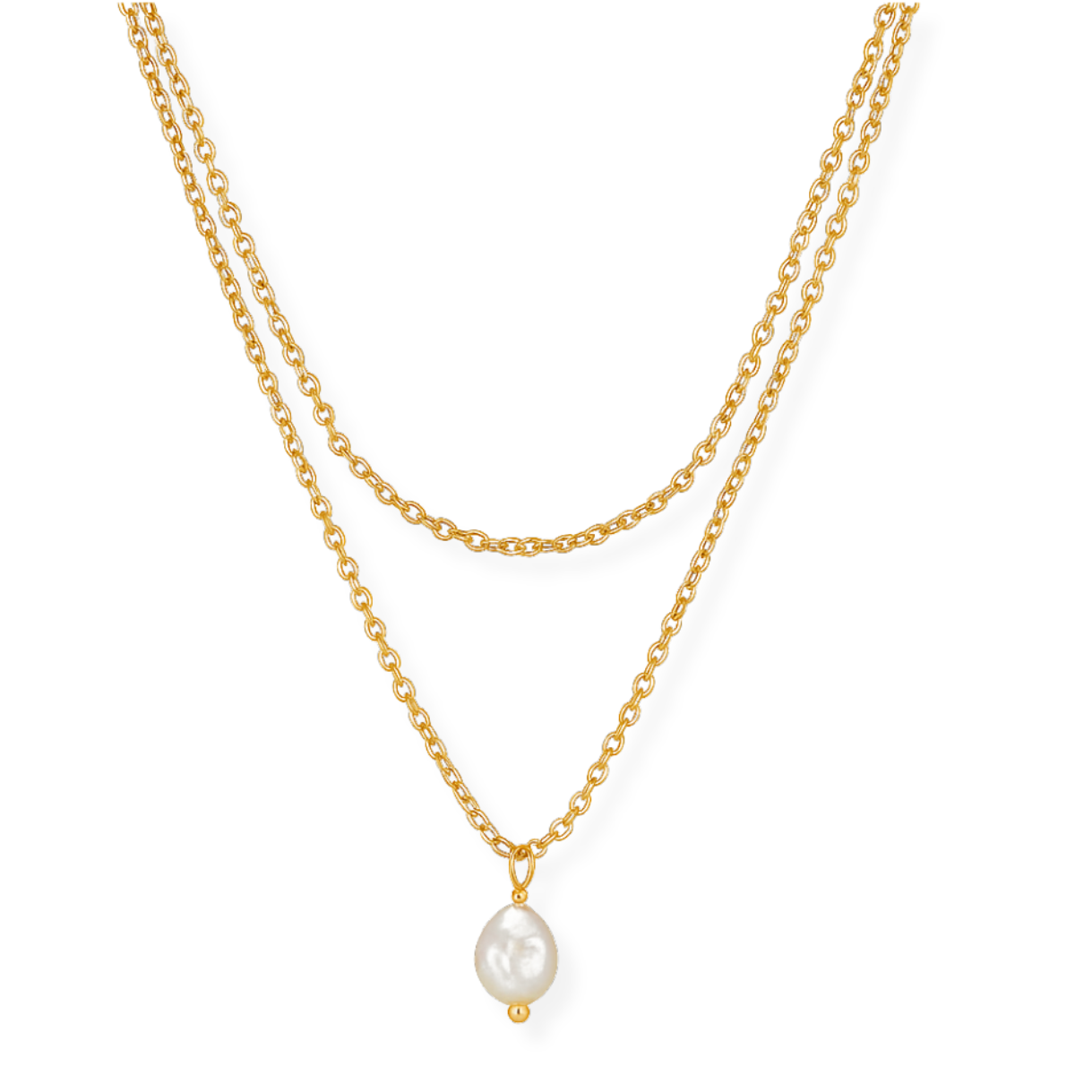 Ellie Vail Jalen Double Chain Pearl Necklace