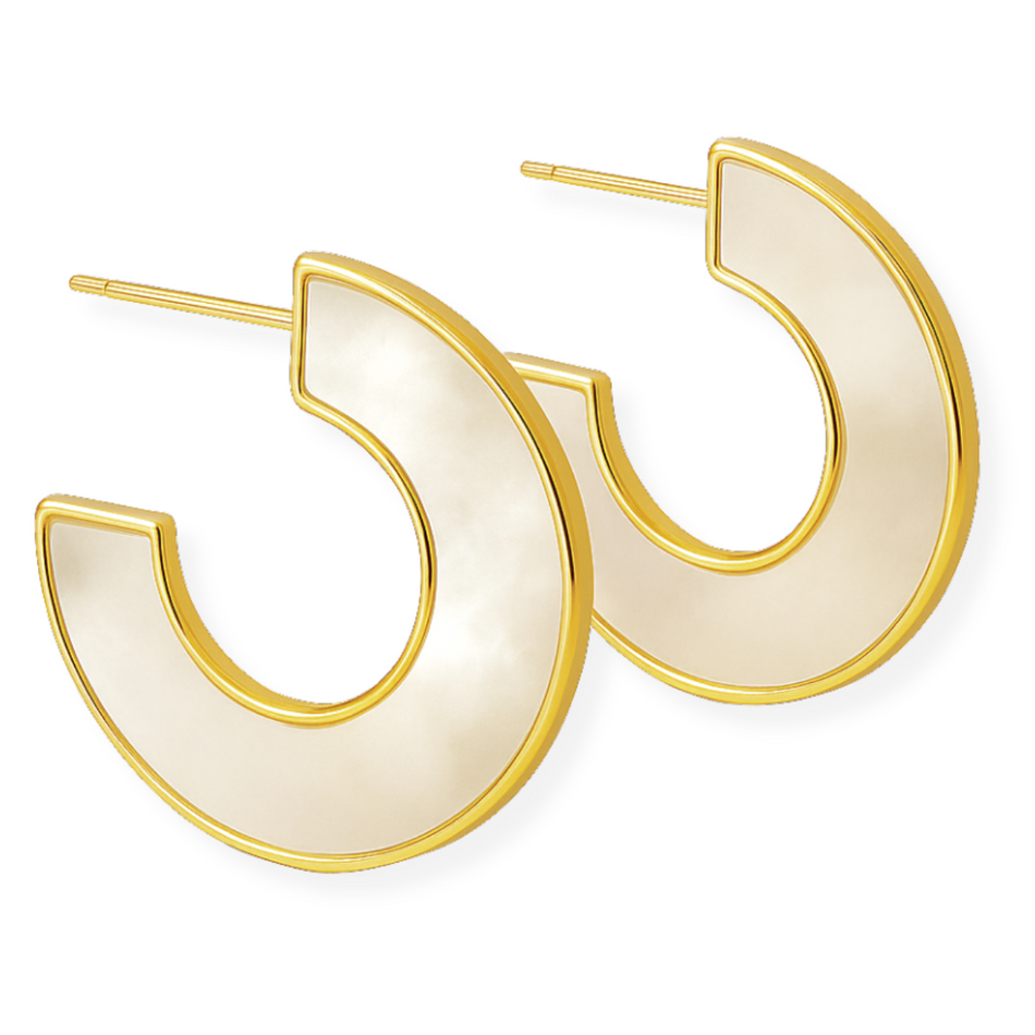 Ellie Vail Dua Mother Of Pearl Medium Hoop Earring