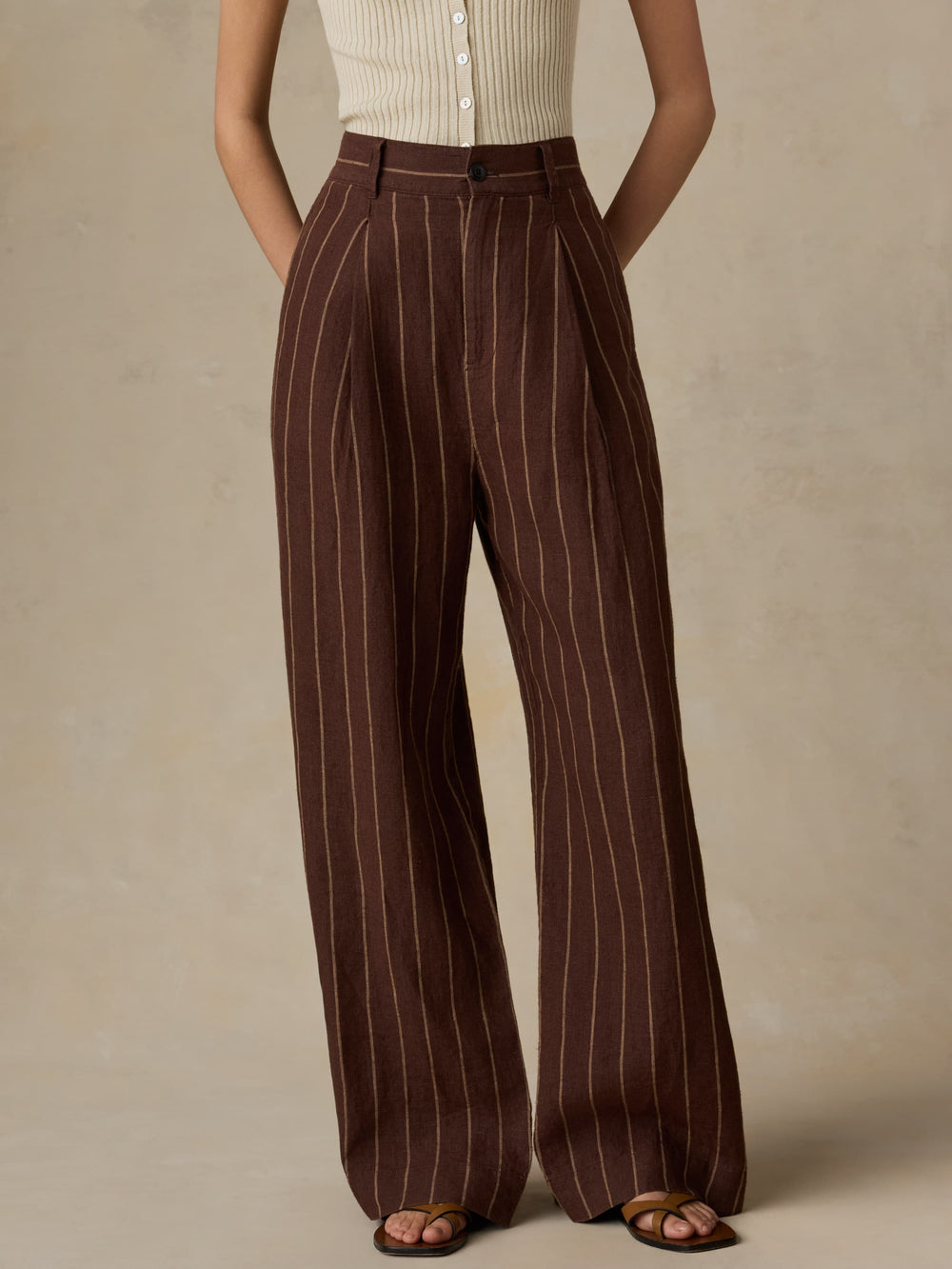 Faherty Women's Sun Strider Linen Pleaded Pants