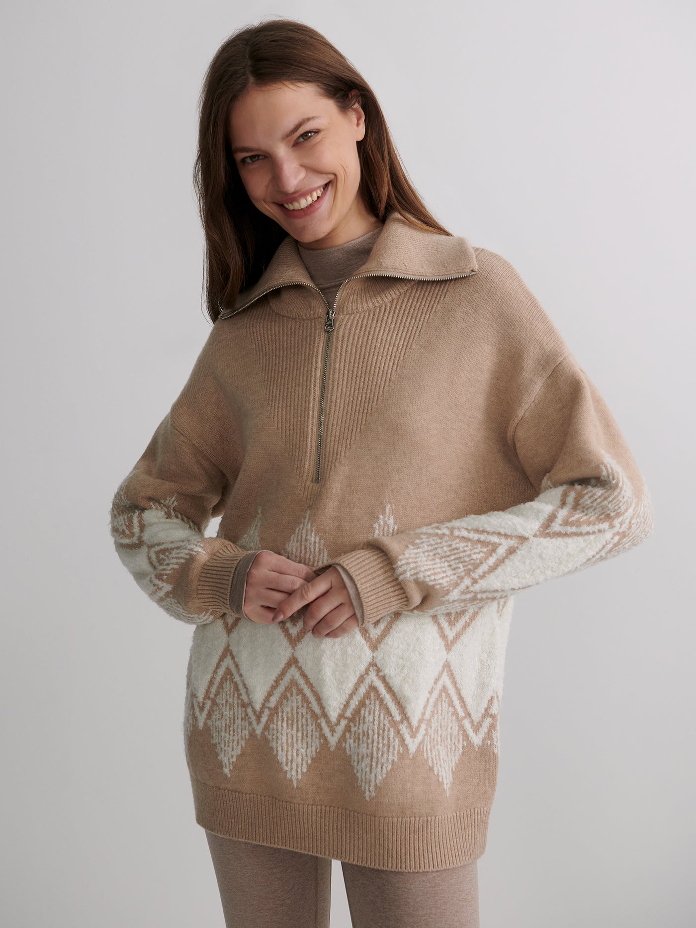 Varley Betty Jacquard Half Zip Knit