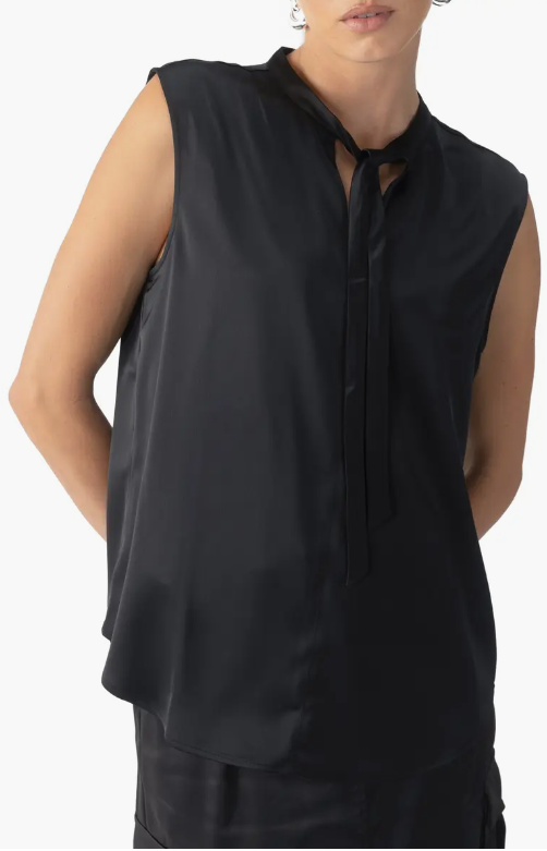 Sanctuary Tie Neck Satin Shell