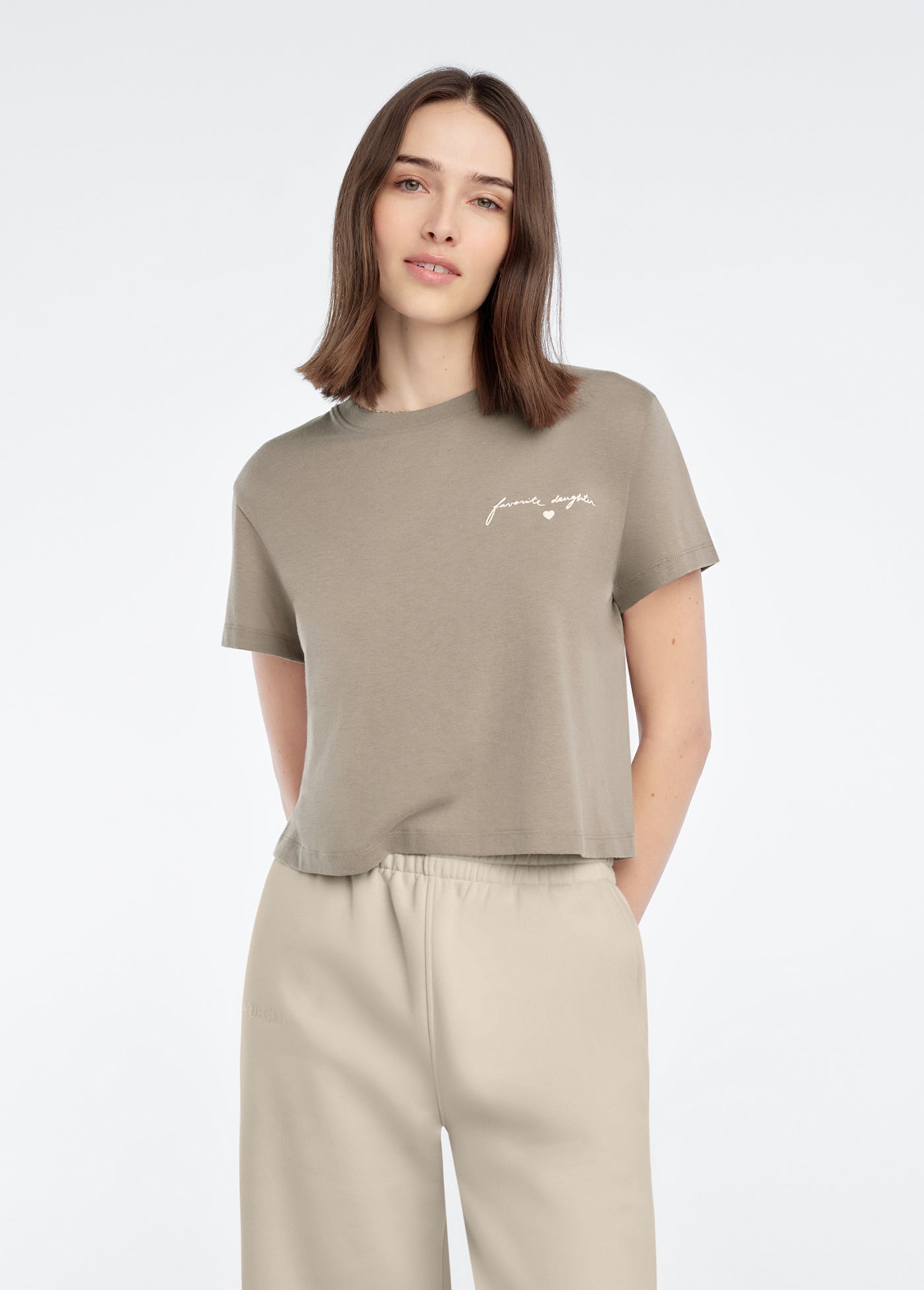 Favorite Daughter The Cropped Signature Chest Logo Tee