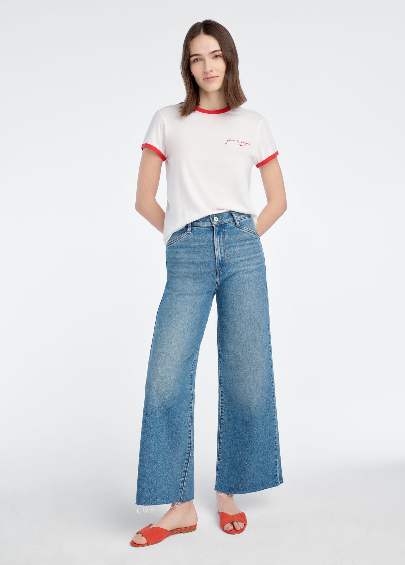 Favorite Daughter The Signature Chest Logo Ringer Tee