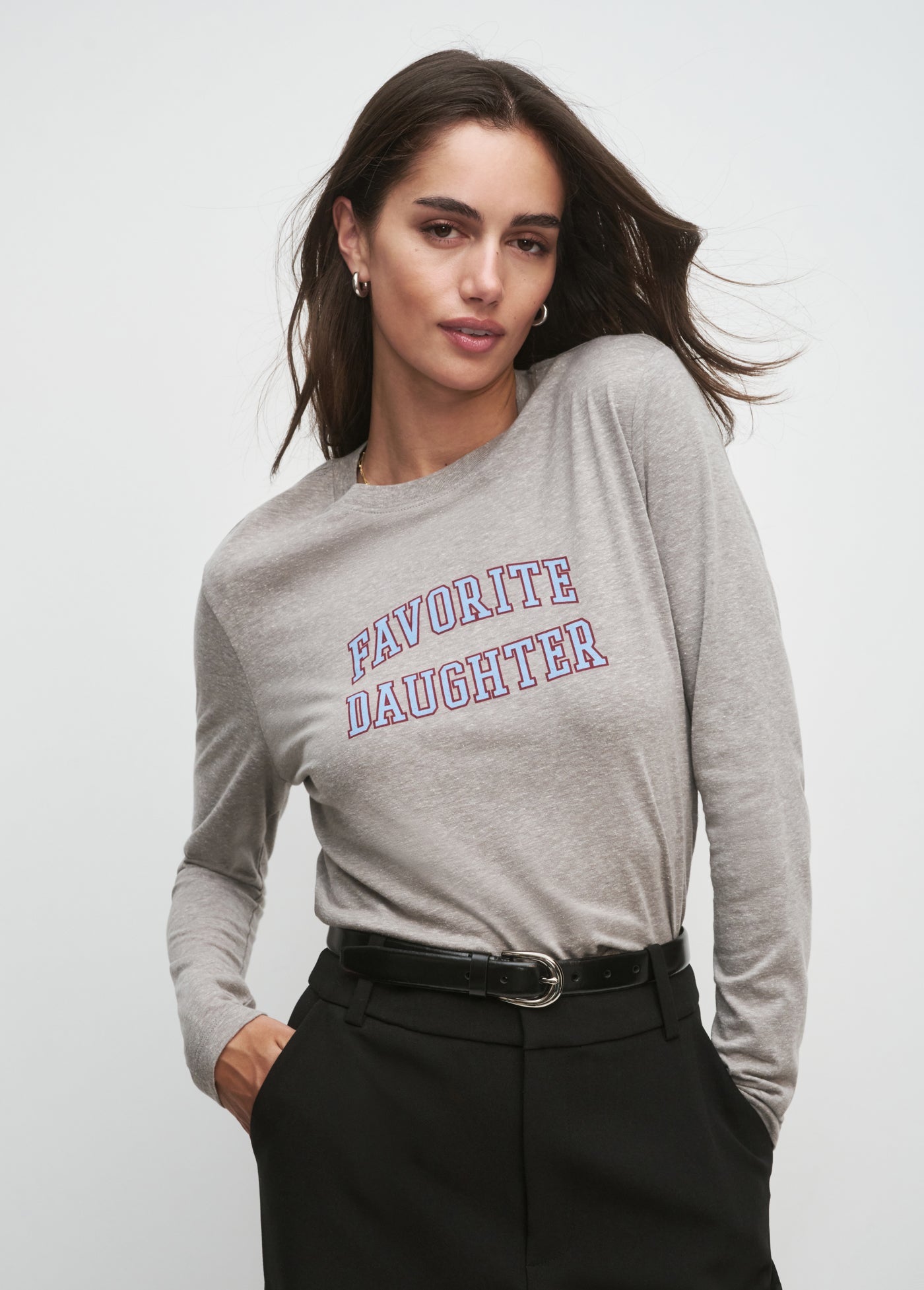 Favorite Daughter The Cropped Collegiate Long Sleeve Tee