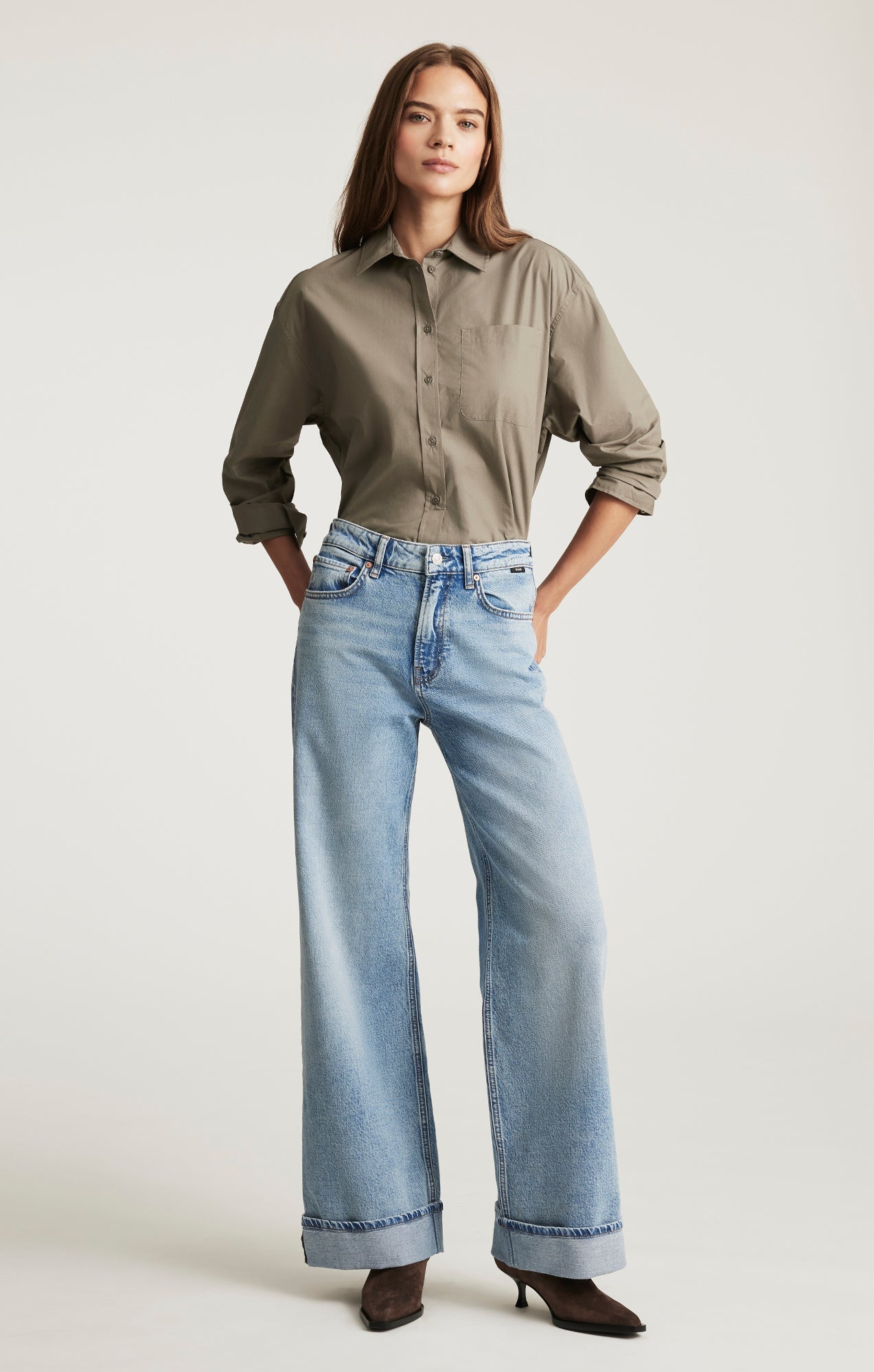 Mavi Women's Florida Cuffed Wide Leg Jean