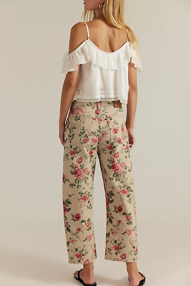 Free People Deep Trance Printed Jeans