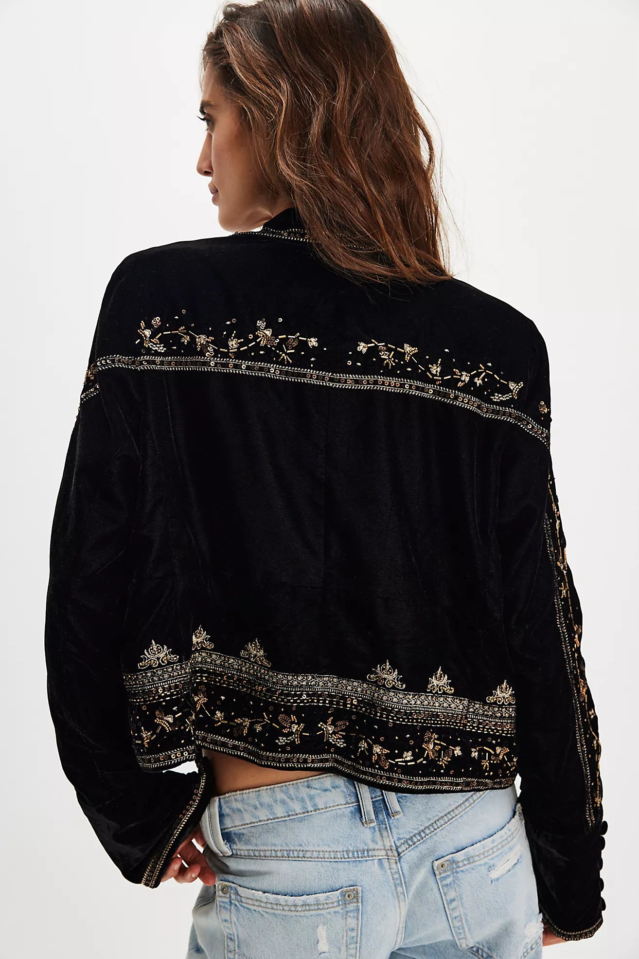 Free People Maxxie Embellished Velvet Women Jacket