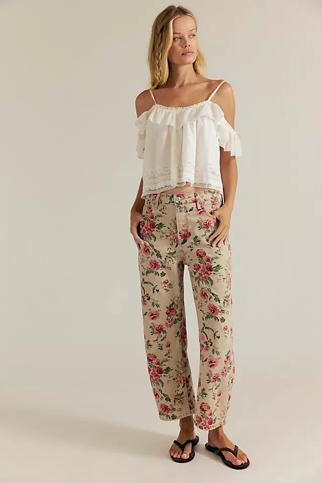 Free People Deep Trance Printed Jeans