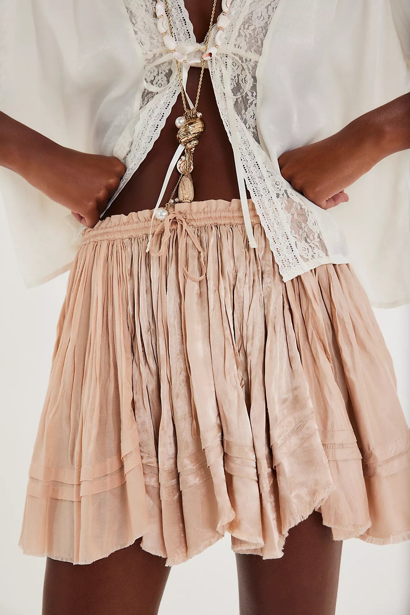 Free People One Third Charm Shine Mini Skirt