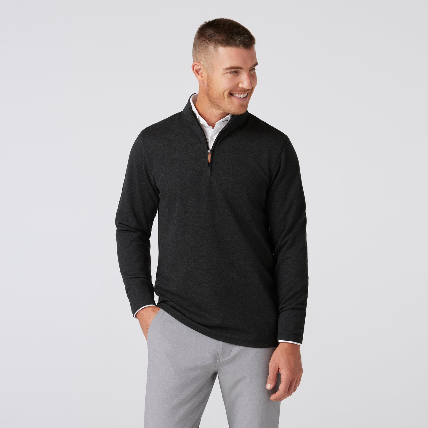 Mizzen + Main KPI Quarter Zip (Black Heather)