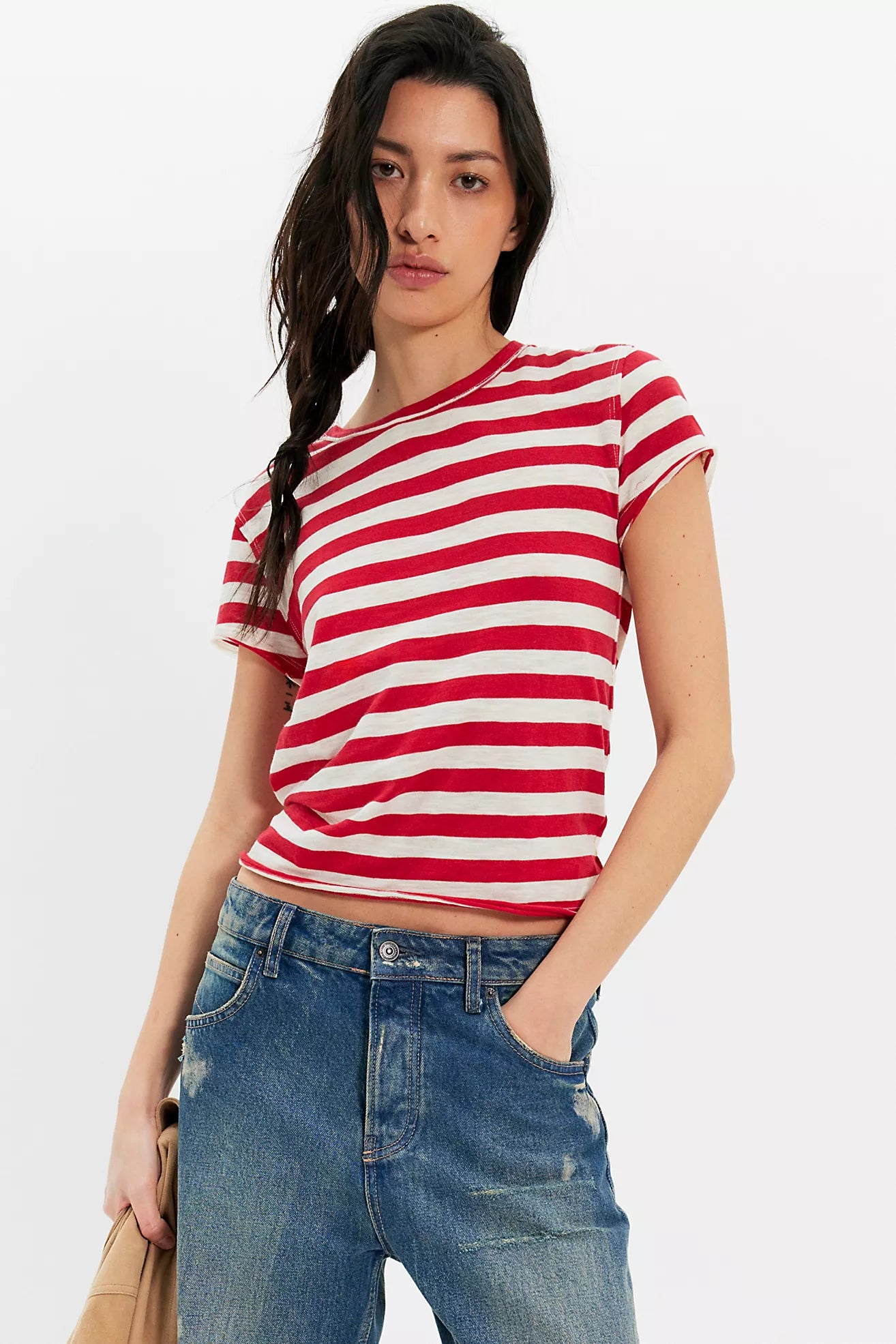 Free People Nora Stripeed Cotton Tee