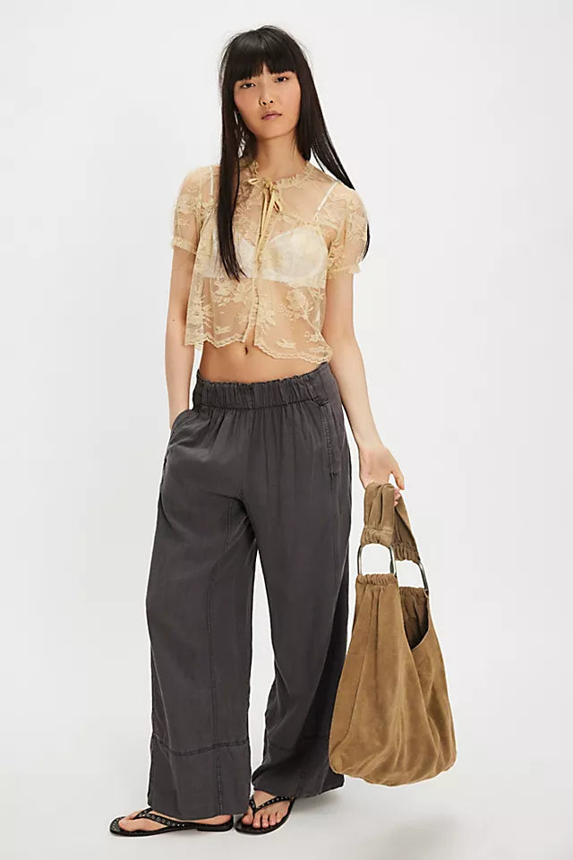 Free People Days End Linen Pull On Pant